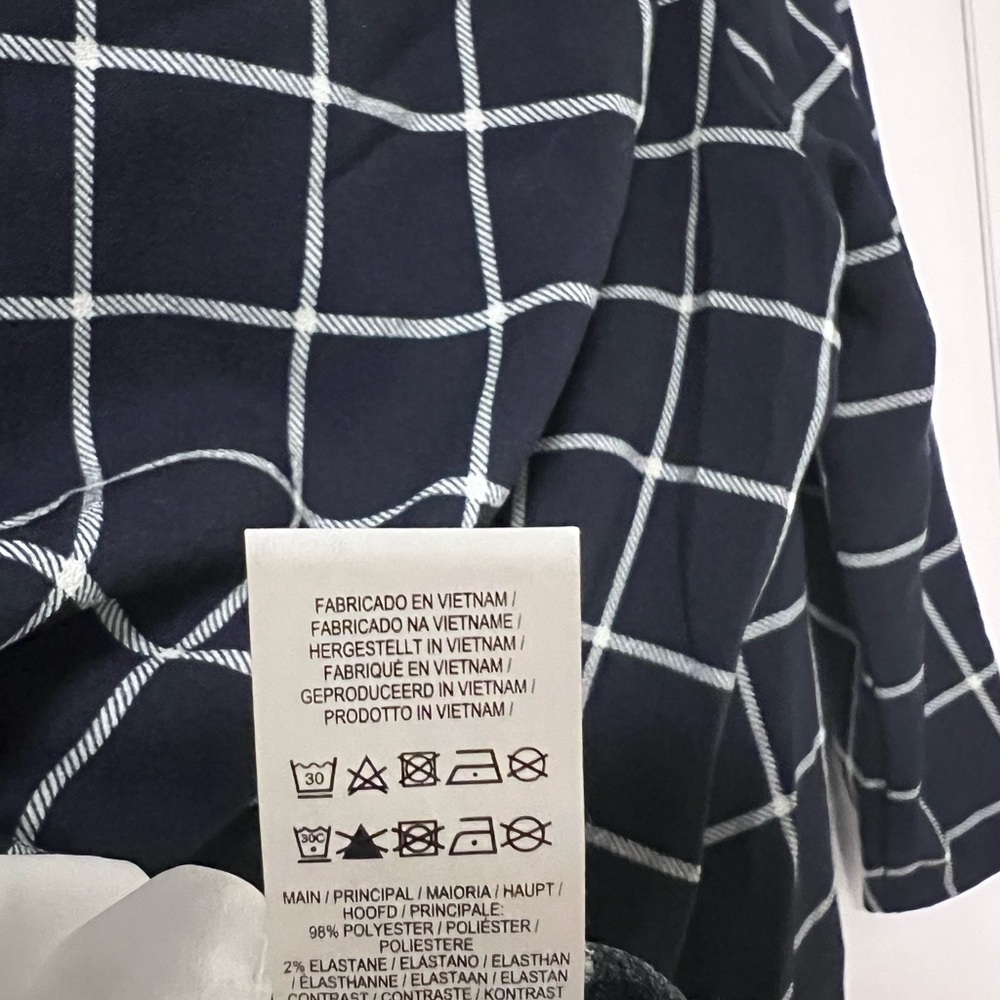 Navy Blue Checkered Women's Top - Picture 5 of 5